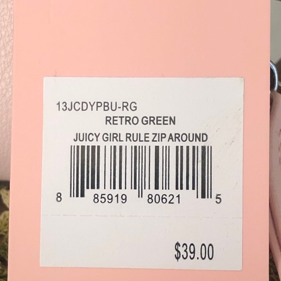 NWT Juicy Couture Retro Green Juicy Girl Rule Zip Around Wallet - Picture 11 of 11